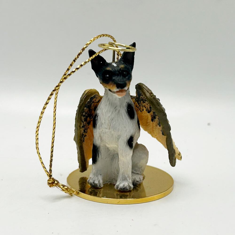 Rat Terrier Dog Christmas Ornament Angel Figurine Hand Painted Convo Concepts